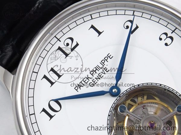 Patek Philippe Tourbillon SS RMSF Edition White Dial Numeral Markers on Black Leather Strap