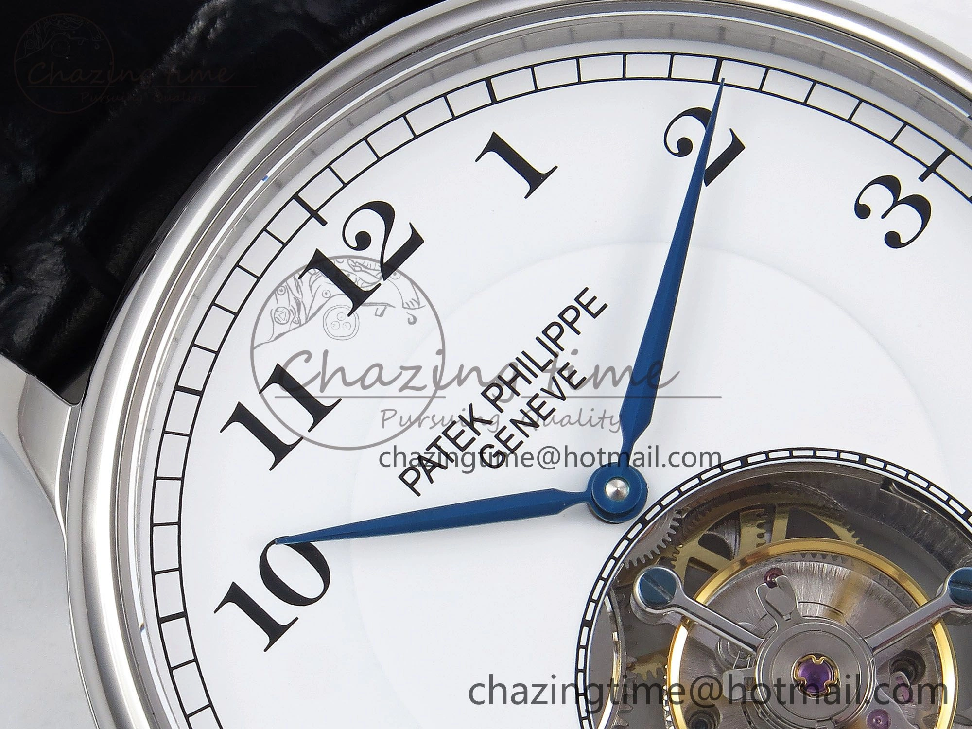 Patek Philippe Tourbillon SS RMSF Edition White Dial Numeral Markers on Black Leather Strap