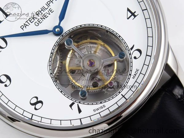 Patek Philippe Tourbillon SS RMSF Edition White Dial Numeral Markers on Black Leather Strap