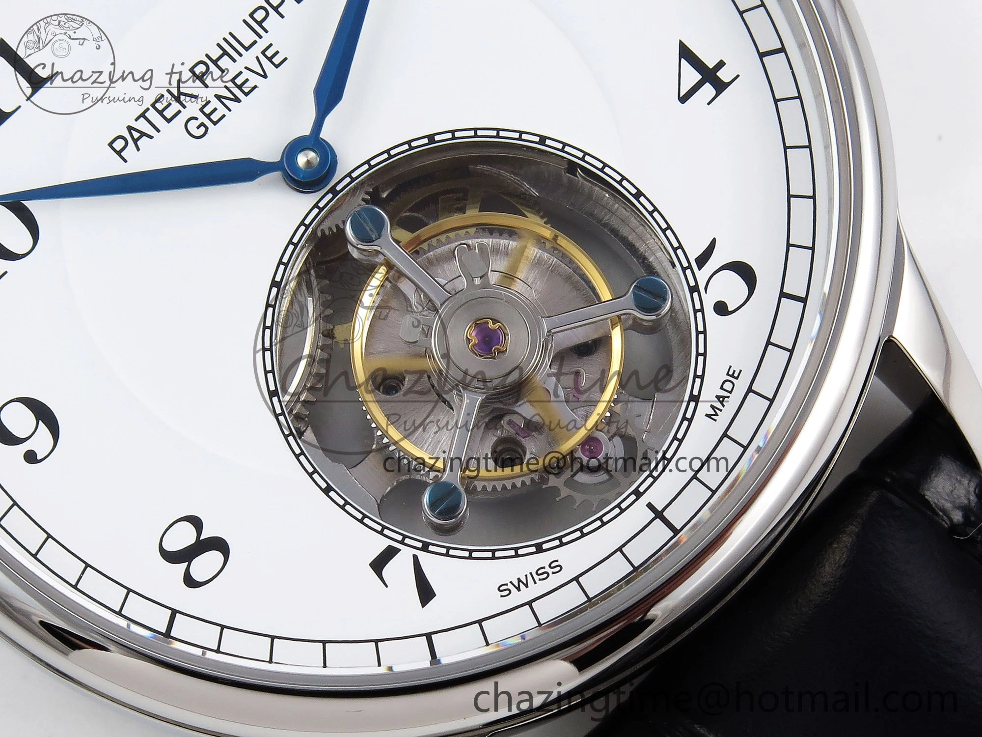 Patek Philippe Tourbillon SS RMSF Edition White Dial Numeral Markers on Black Leather Strap