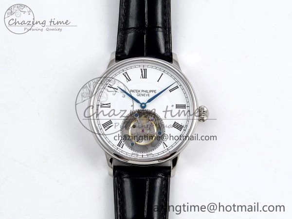 Patek Philippe Tourbillon SS RMSF Edition White Dial Roman Markers on Black Leather Strap