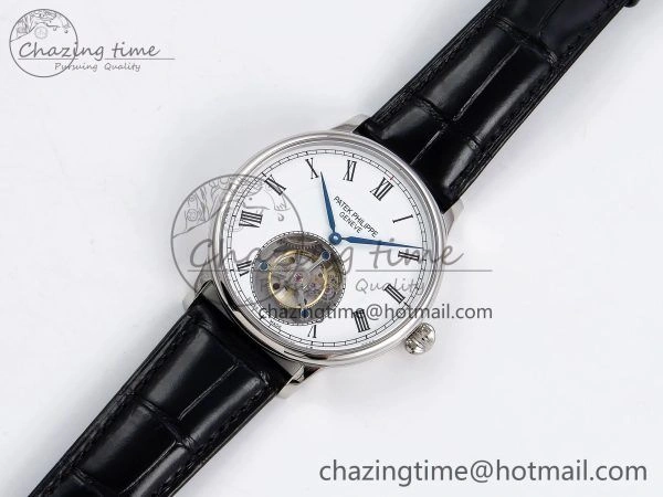 Patek Philippe Tourbillon SS RMSF Edition White Dial Roman Markers on Black Leather Strap