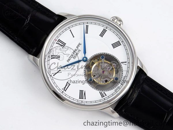 Patek Philippe Tourbillon SS RMSF Edition White Dial Roman Markers on Black Leather Strap