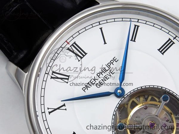 Patek Philippe Tourbillon SS RMSF Edition White Dial Roman Markers on Black Leather Strap