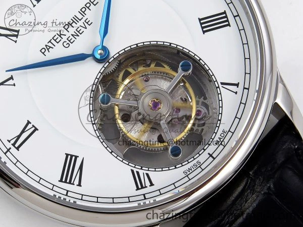 Patek Philippe Tourbillon SS RMSF Edition White Dial Roman Markers on Black Leather Strap