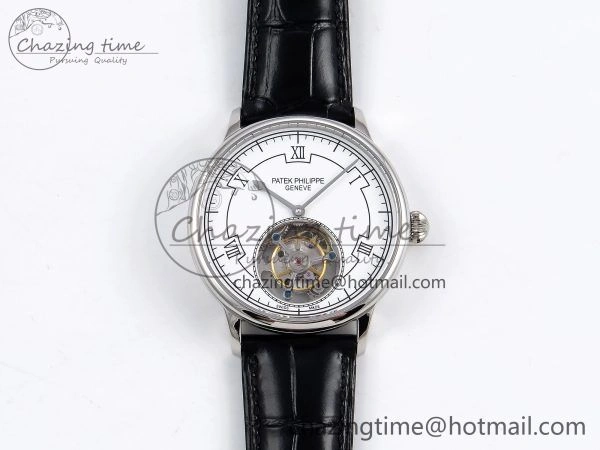 Patek Philippe Tourbillon SS RMSF Edition White Dial on Black Leather Strap