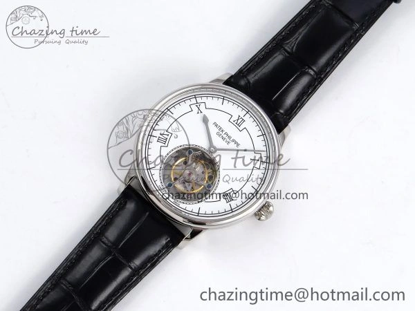 Patek Philippe Tourbillon SS RMSF Edition White Dial on Black Leather Strap