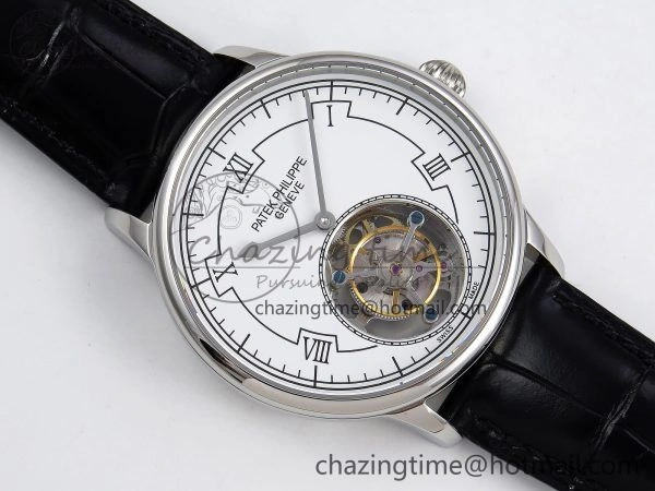 Patek Philippe Tourbillon SS RMSF Edition White Dial on Black Leather Strap
