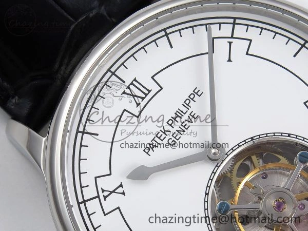 Patek Philippe Tourbillon SS RMSF Edition White Dial on Black Leather Strap