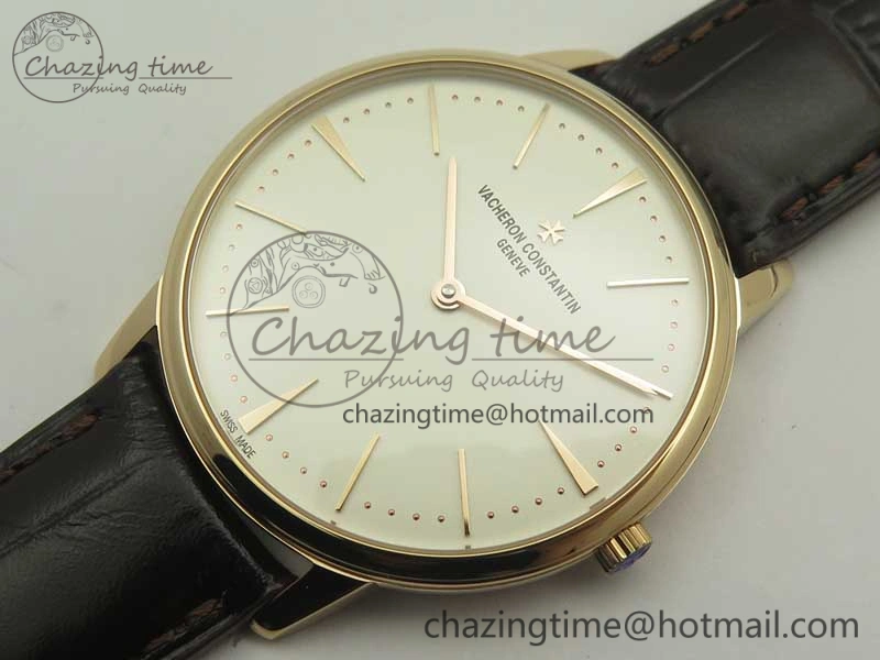Patrimony 81180 RG MKF 1:1 Best Edition White Dial on Brown Leather MIYOTA 9039