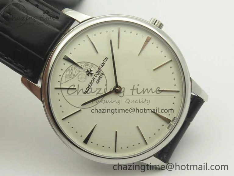 Patrimony 81180 SS MKF 1:1 Best Edition White Dial on Black Leather MIYOTA 9039