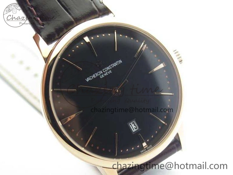 Patrimony 85150 RG MKF 1:1 Best Edition Black Dial On Brown Leather Cal.2450SC