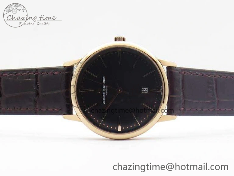 Patrimony 85150 RG MKF 1:1 Best Edition Black Dial On Brown Leather Cal.2450SC