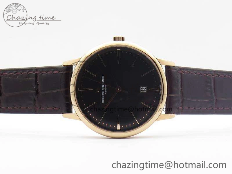 Patrimony 85150 RG MKF 1:1 Best Edition Black Dial On Brown Leather Cal.2450SC