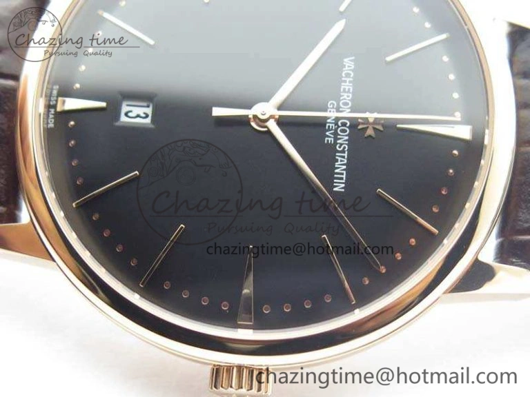 Patrimony 85150 RG MKF 1:1 Best Edition Black Dial On Brown Leather Cal.2450SC