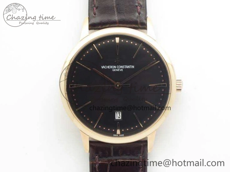 Patrimony 85150 RG MKF 1:1 Best Edition Black Dial On Brown Leather Cal.2450SC