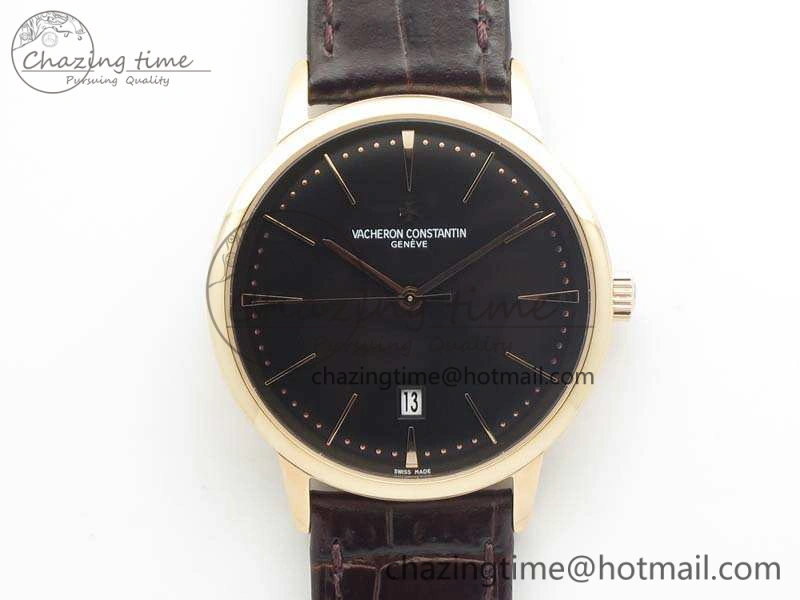 Patrimony 85150 RG MKF 1:1 Best Edition Black Dial On Brown Leather Cal.2450SC