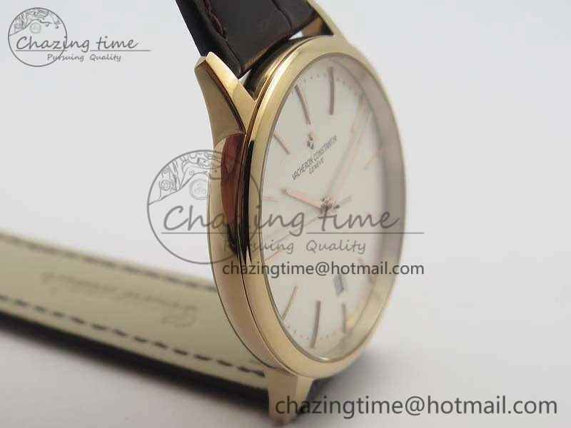 Patrimony 85150 RG MKF 1:1 Best Edition Silver White Dial On Black Leather Cal.2450SC