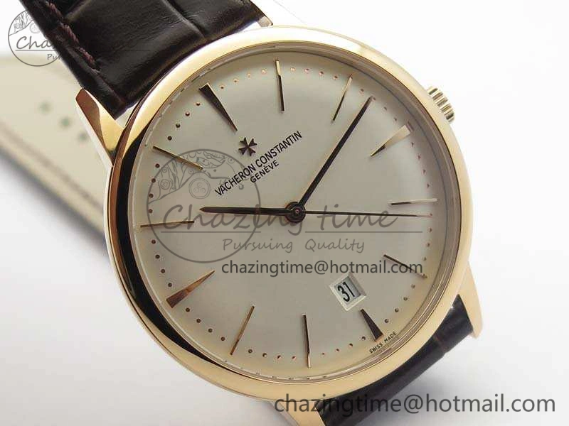 Patrimony 85150 RG MKF 1:1 Best Edition Silver White Dial On Black Leather Cal.2450SC