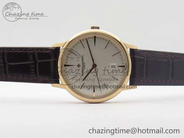 Patrimony 85150 RG MKF 1:1 Best Edition Silver White Dial On Black Leather Cal.2450SC