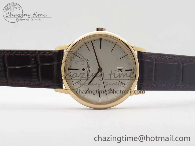 Patrimony 85150 RG MKF 1:1 Best Edition Silver White Dial On Black Leather Cal.2450SC