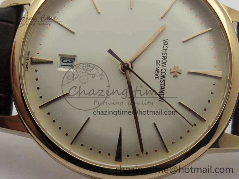 Patrimony 85150 RG MKF 1:1 Best Edition Silver White Dial On Black Leather Cal.2450SC