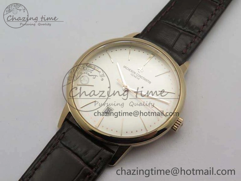 Patrimony 85150 RG MKF 1:1 Best Edition Silver White Dial On Black Leather Cal.2450SC