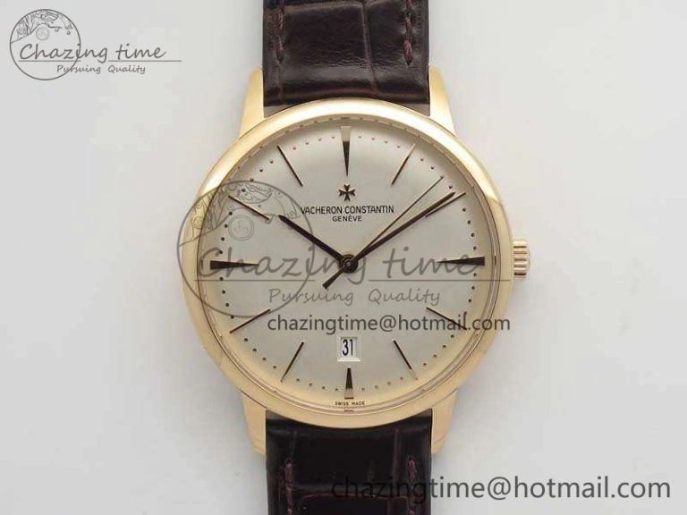 Patrimony 85150 RG MKF 1:1 Best Edition Silver White Dial On Black Leather Cal.2450SC
