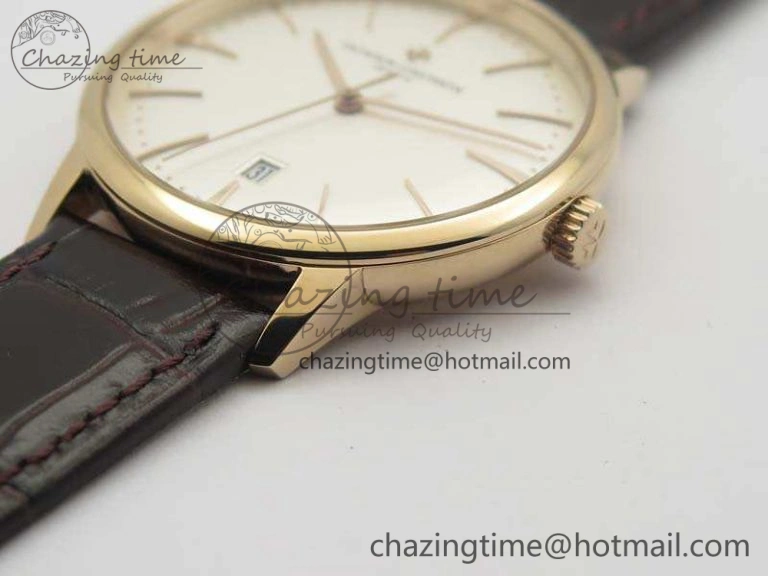 Patrimony 85150 RG MKF 1:1 Best Edition Silver White Dial On Black Leather Cal.2450SC