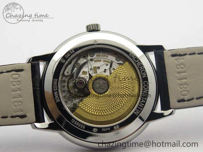 Patrimony 85150 SS MKF 1:1 Best Edition Silver White Dial On Black Leather Cal.2450SC