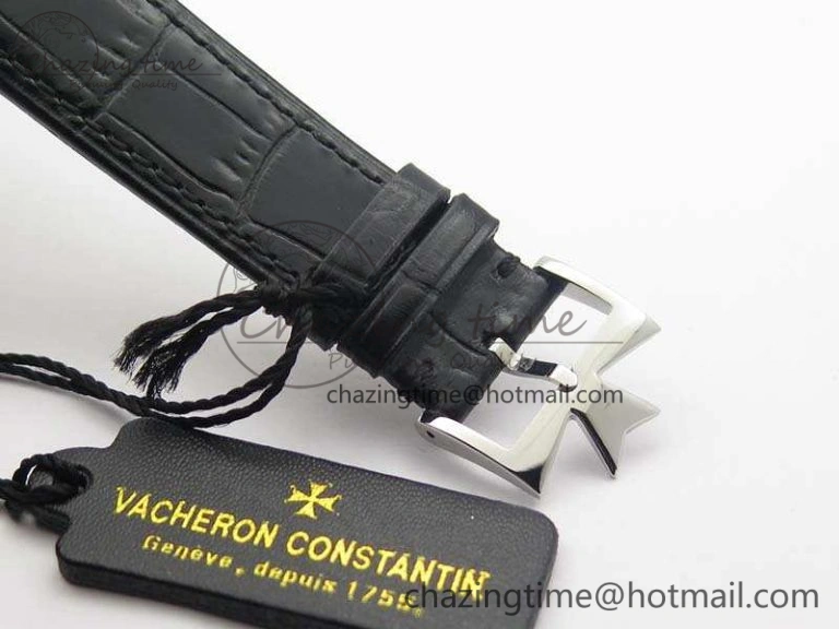Patrimony 85150 SS MKF 1:1 Best Edition Silver White Dial On Black Leather Cal.2450SC