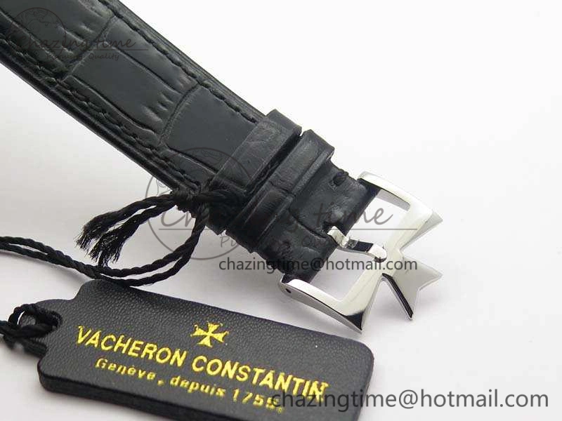 Patrimony 85150 SS MKF 1:1 Best Edition Silver White Dial On Black Leather Cal.2450SC