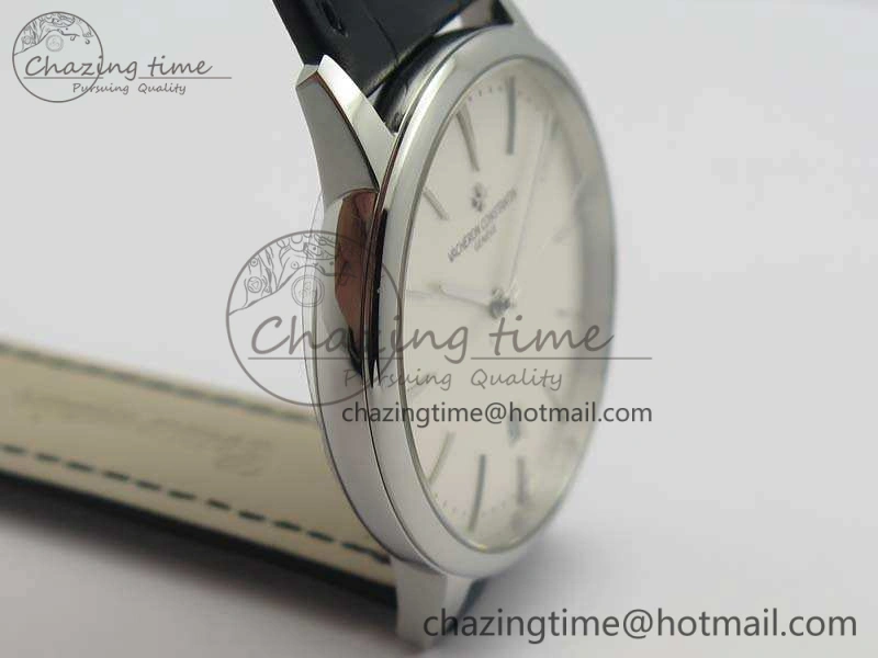 Patrimony 85150 SS MKF 1:1 Best Edition Silver White Dial On Black Leather Cal.2450SC