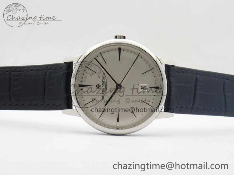Patrimony 85150 SS MKF 1:1 Best Edition Silver White Dial On Black Leather Cal.2450SC