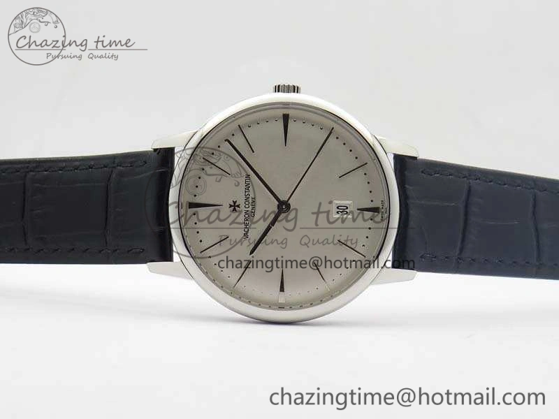 Patrimony 85150 SS MKF 1:1 Best Edition Silver White Dial On Black Leather Cal.2450SC
