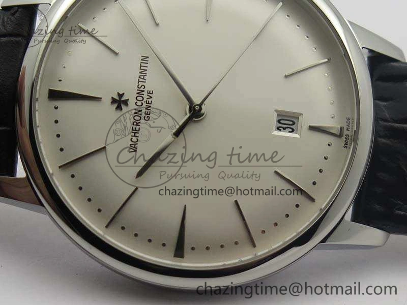 Patrimony 85150 SS MKF 1:1 Best Edition Silver White Dial On Black Leather Cal.2450SC