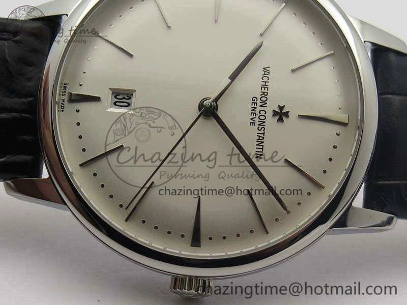 Patrimony 85150 SS MKF 1:1 Best Edition Silver White Dial On Black Leather Cal.2450SC