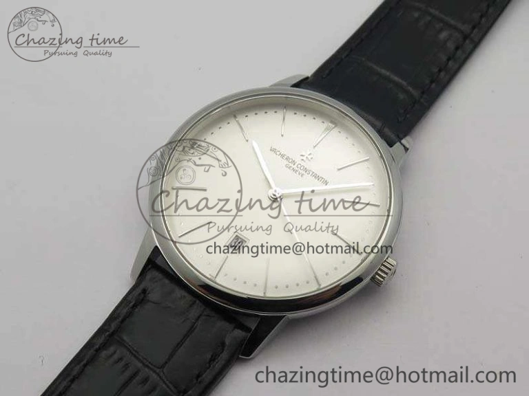 Patrimony 85150 SS MKF 1:1 Best Edition Silver White Dial On Black Leather Cal.2450SC