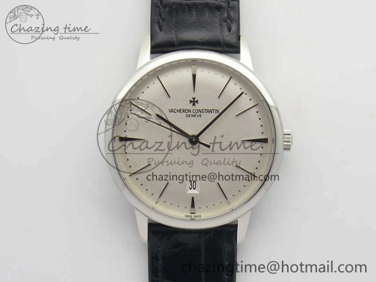 Patrimony 85150 SS MKF 1:1 Best Edition Silver White Dial On Black Leather Cal.2450SC