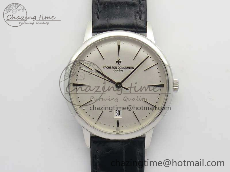 Patrimony 85150 SS MKF 1:1 Best Edition Silver White Dial On Black Leather Cal.2450SC