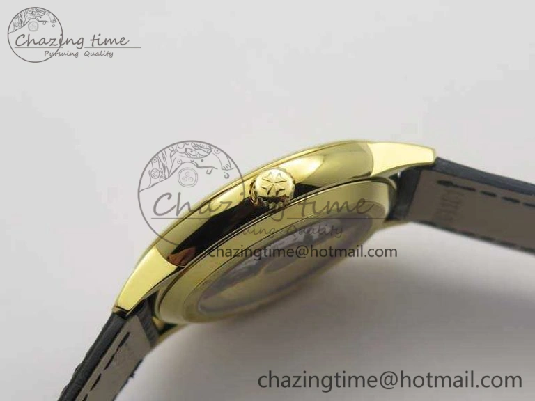 Patrimony 85150 YG MKF 1:1 Best Edition Silver White Dial On Black Leather Cal.2450SC