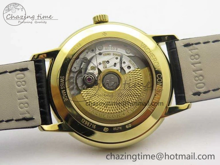 Patrimony 85150 YG MKF 1:1 Best Edition Silver White Dial On Black Leather Cal.2450SC