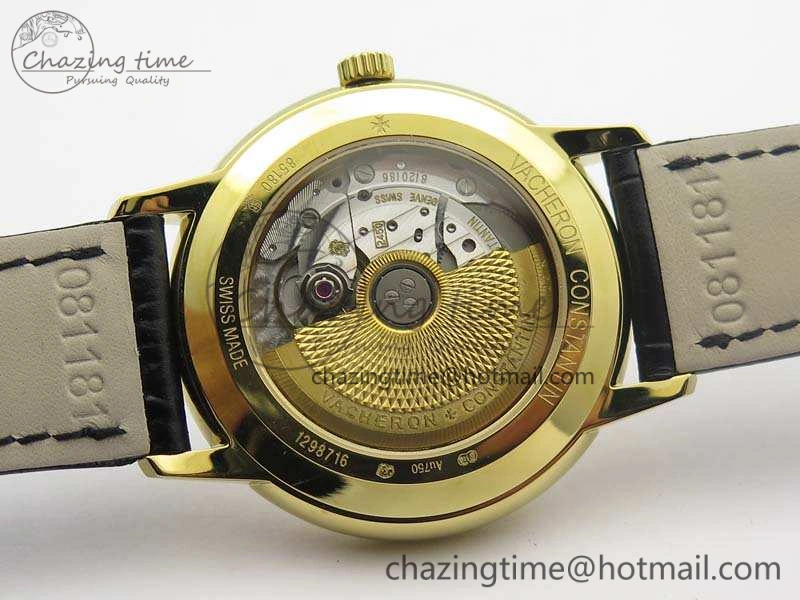 Patrimony 85150 YG MKF 1:1 Best Edition Silver White Dial On Black Leather Cal.2450SC