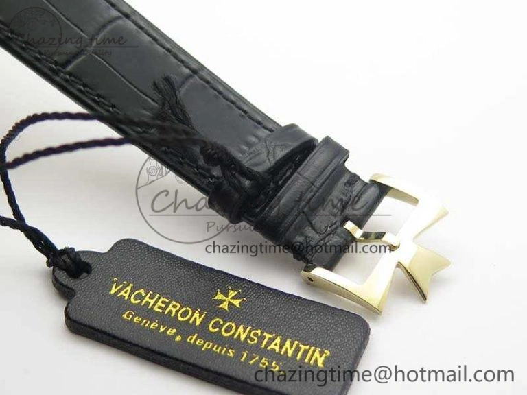 Patrimony 85150 YG MKF 1:1 Best Edition Silver White Dial On Black Leather Cal.2450SC