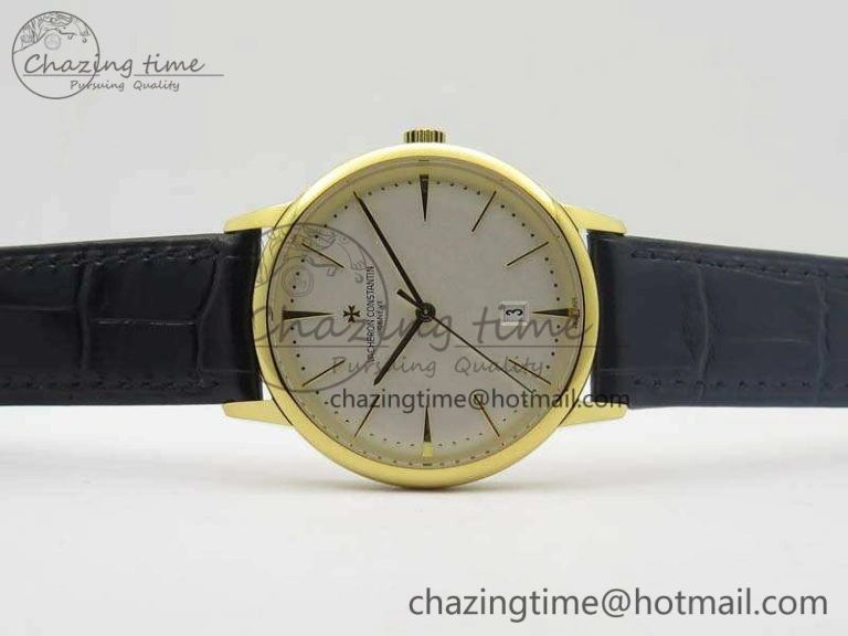 Patrimony 85150 YG MKF 1:1 Best Edition Silver White Dial On Black Leather Cal.2450SC