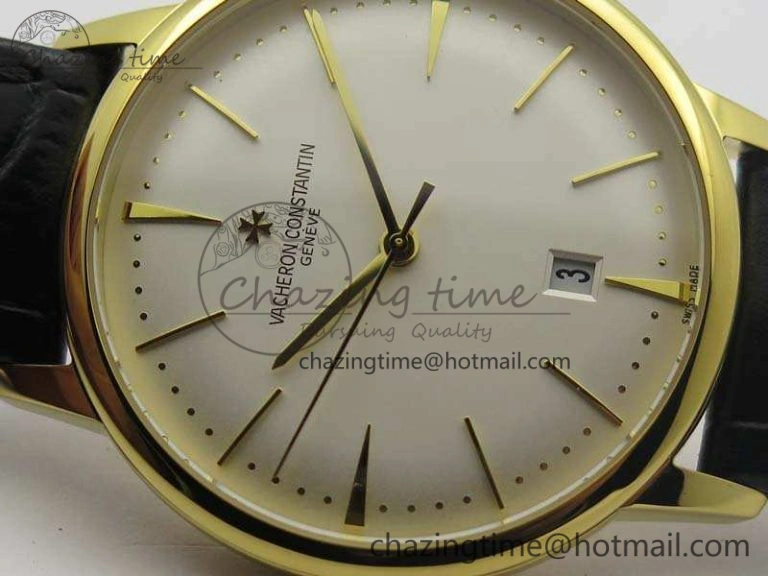 Patrimony 85150 YG MKF 1:1 Best Edition Silver White Dial On Black Leather Cal.2450SC