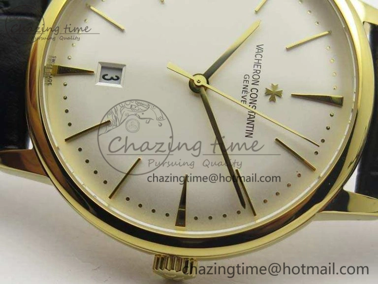 Patrimony 85150 YG MKF 1:1 Best Edition Silver White Dial On Black Leather Cal.2450SC