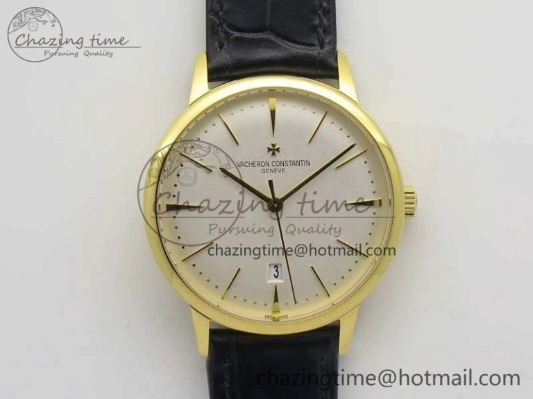 Patrimony 85150 YG MKF 1:1 Best Edition Silver White Dial On Black Leather Cal.2450SC