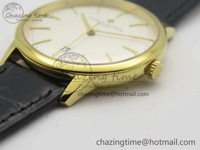 Patrimony 85150 YG MKF 1:1 Best Edition Silver White Dial On Black Leather Cal.2450SC