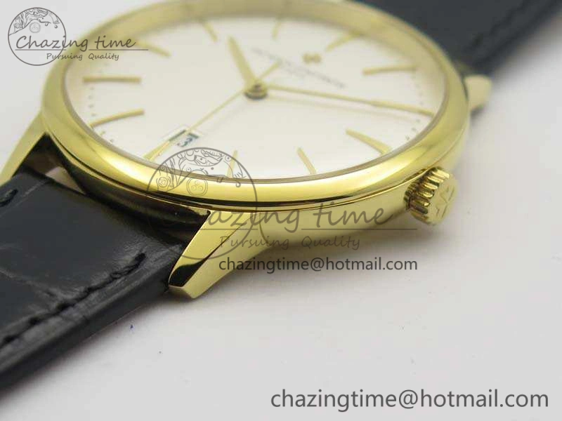 Patrimony 85150 YG MKF 1:1 Best Edition Silver White Dial On Black Leather Cal.2450SC